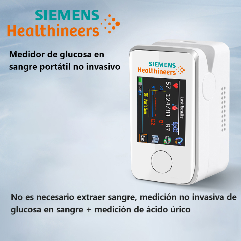[Medidor de glucosa en sangre multifuncional no invasivo] Detección de glucosa en sangre, detección de ácido úrico, detección de pulso, detección de temperatura corporal, registro de datos. Gran pantalla táctil. Conexión bluetooth
